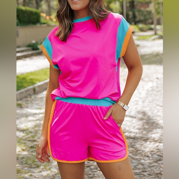 Neon Color‎ Block Short Set - Picture 9 of 9